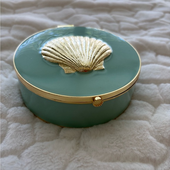 Other - Gold Shell Accent Trinket Box in Seafoam Green with Mirror
